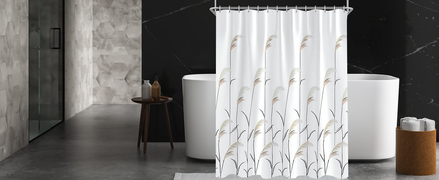 Штора для душу Weizenohr 180x200 см, з утяжеленим краєм, антигрибкова, водовідштовхувальна, поліестер, з кільцями (1 шт)