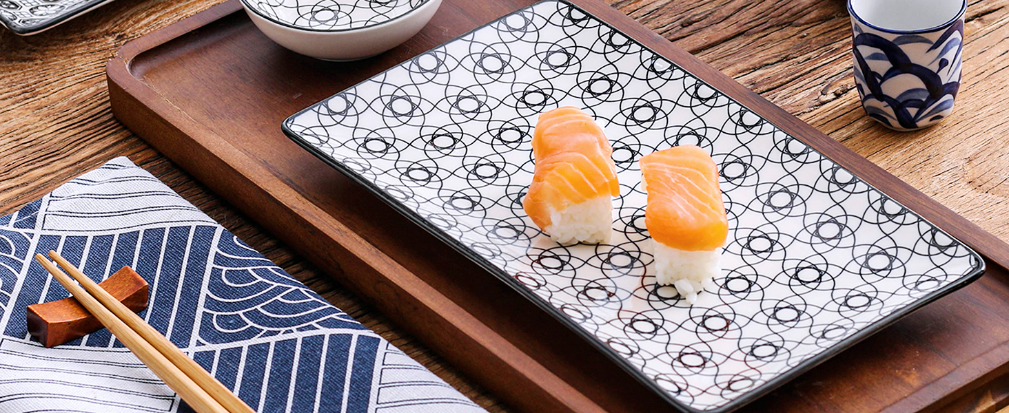 Набір посуду Vancasso HARUKA Sushi Set: 6 предметів для суші (2 особи), порцеляна, Японія