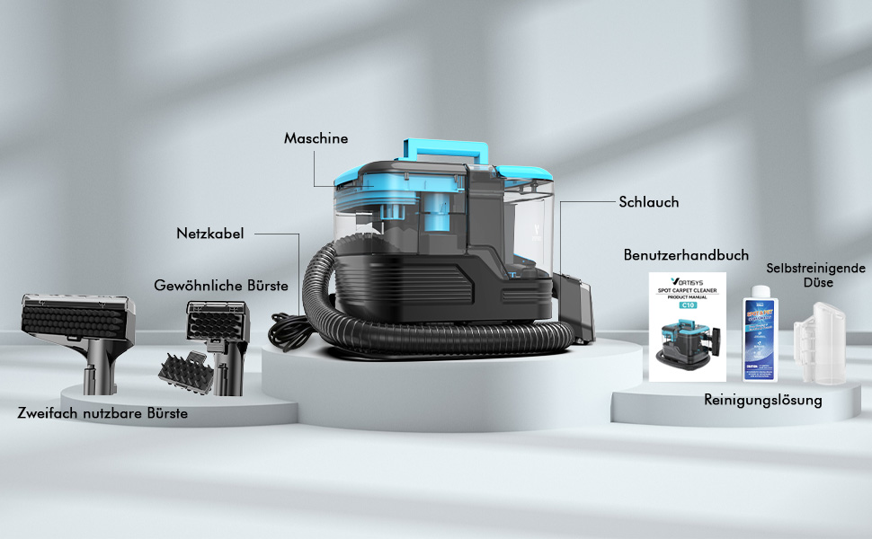 Портативний пилосос для чищення м'яких меблів та килимів C10, 530W, 18kPa, блакитний
