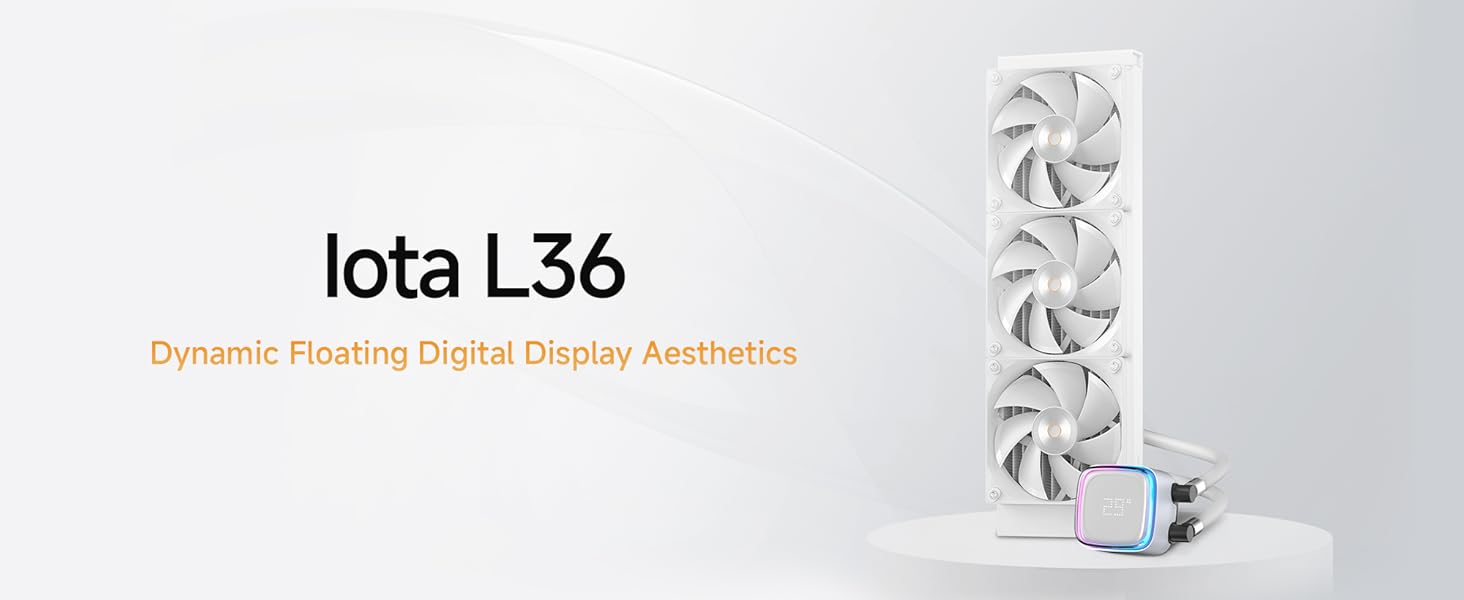 AIO водяне охолодження ПК з цифровою дисплеєм, 360 мм, для AMD AM4/AM5 та Intel LGA 115X/1200/1700/1851 (Iota L36 WH)