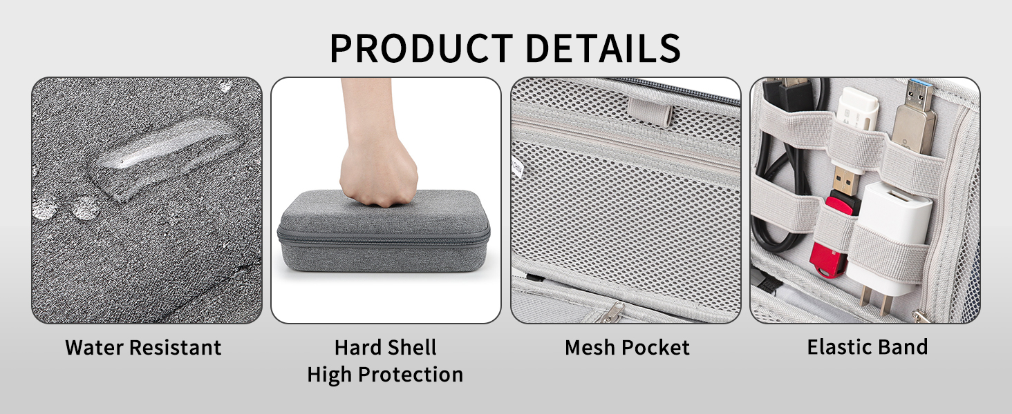 Органайзер для кабелів Teskyer, чорний, жорсткий кейс, водонепроникний, 14 x 22 x 6,5 см