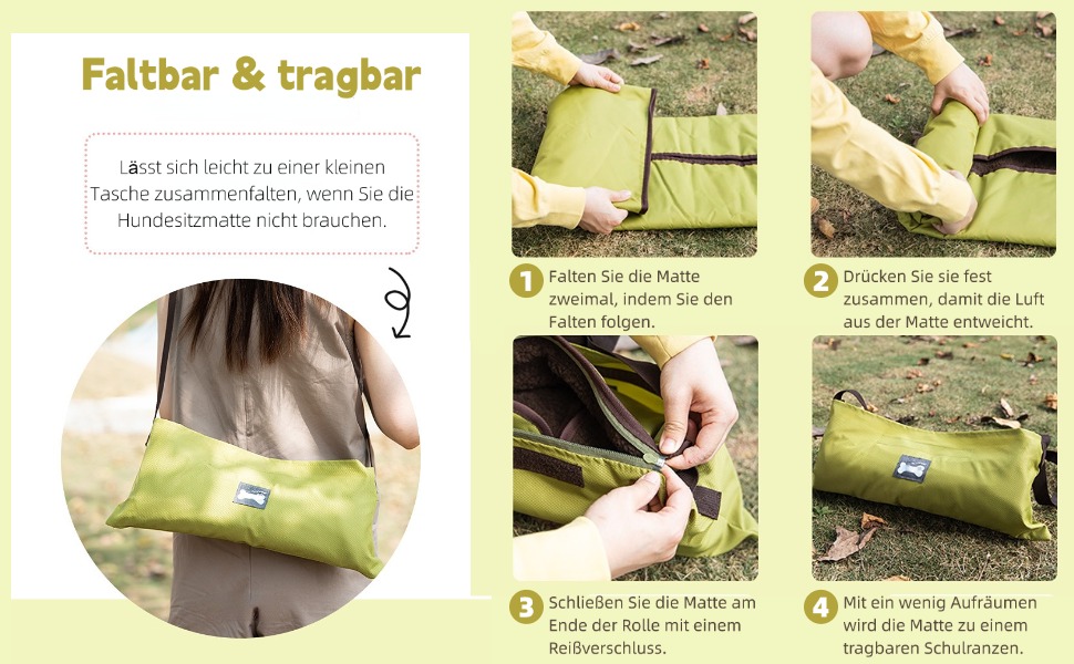 Зручна собача лежанка-підстилка: водонепроникна, для подорожей, з оксфордської тканини, зелена