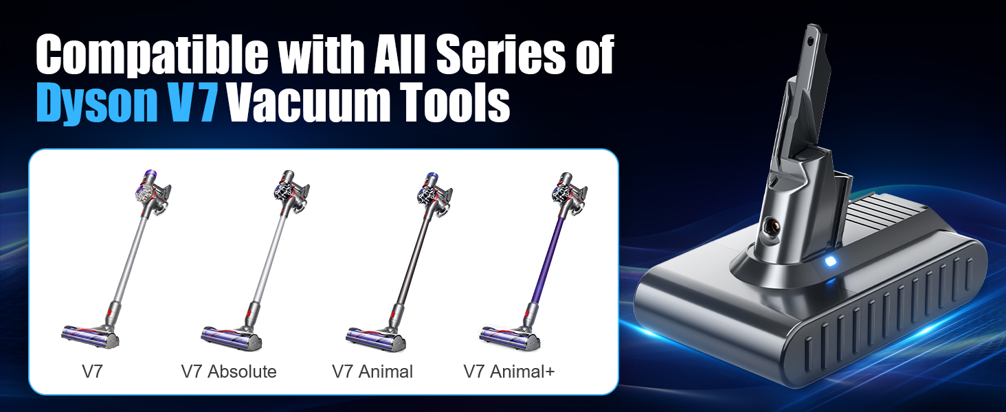 Запасний акумулятор Dyson V7 6000mAh/6.0Ah для пилососів V7 Animal Fluffy Absolute Trigger Motorhead Pro Car+Boat