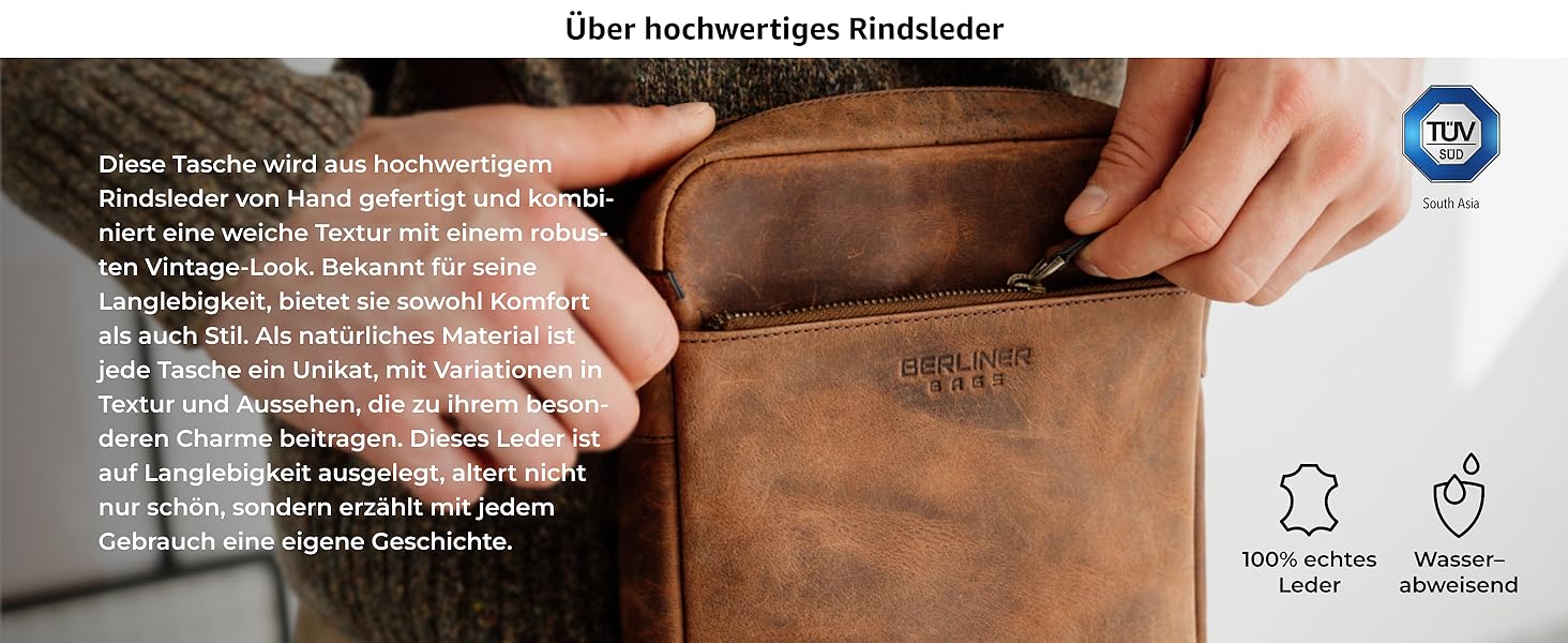 Чоловіча сумка через плече Berliner Bags Tom з натуральної шкіри (Earth, M)