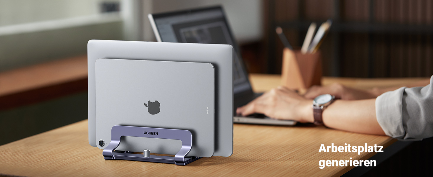 Підставка для ноутбука UGREEN з алюмінію (3 слоти) - вертикальна підставка для MacBook Pro/Air, iPad, Huawei, Surface, Dell, HP