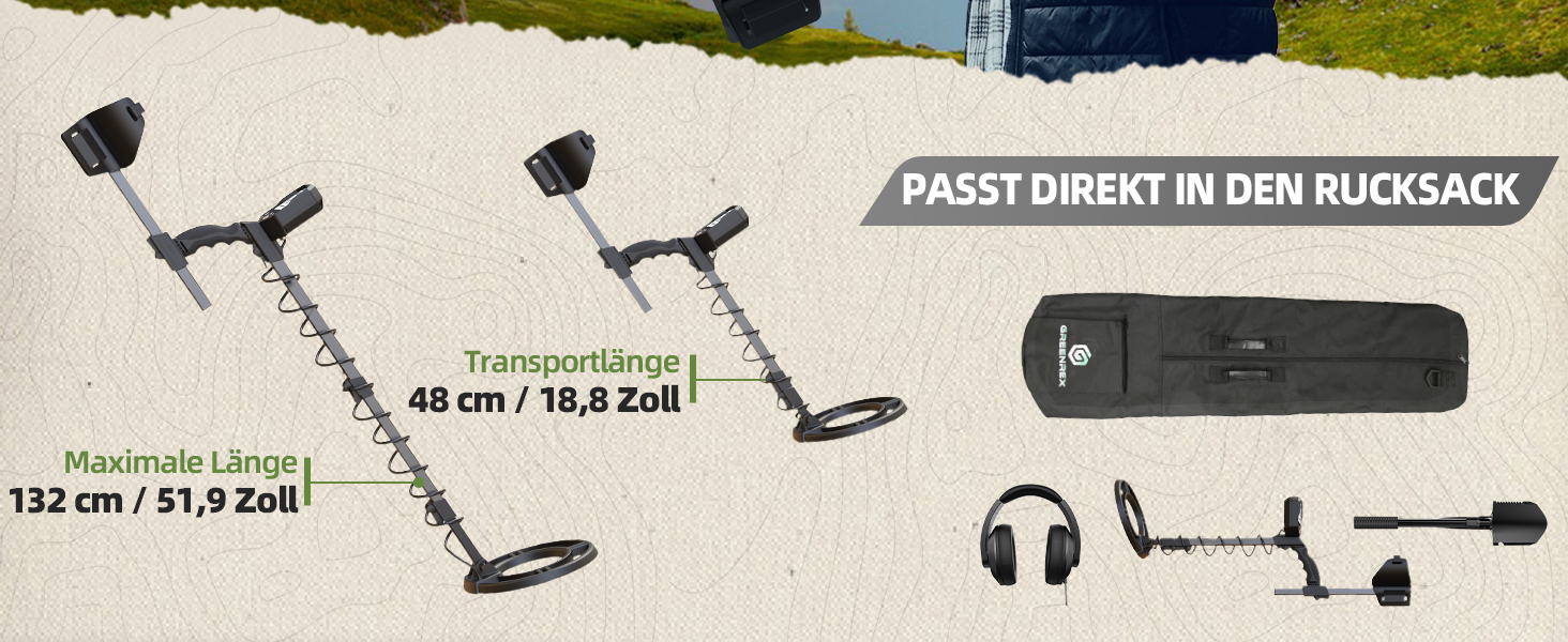 Металодетектор GreenRex Profi: водонепроникна котушка 25.4см, LCD-дисплей, для дорослих та дітей, пошук золота, ідеально для пляжу, під водою та в саду