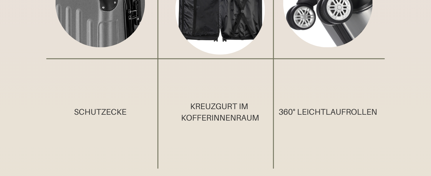 Набір валіз LALAHO 3/4: кофр, валіза, ручна поклажа, рожеве золото (темно-сірий)