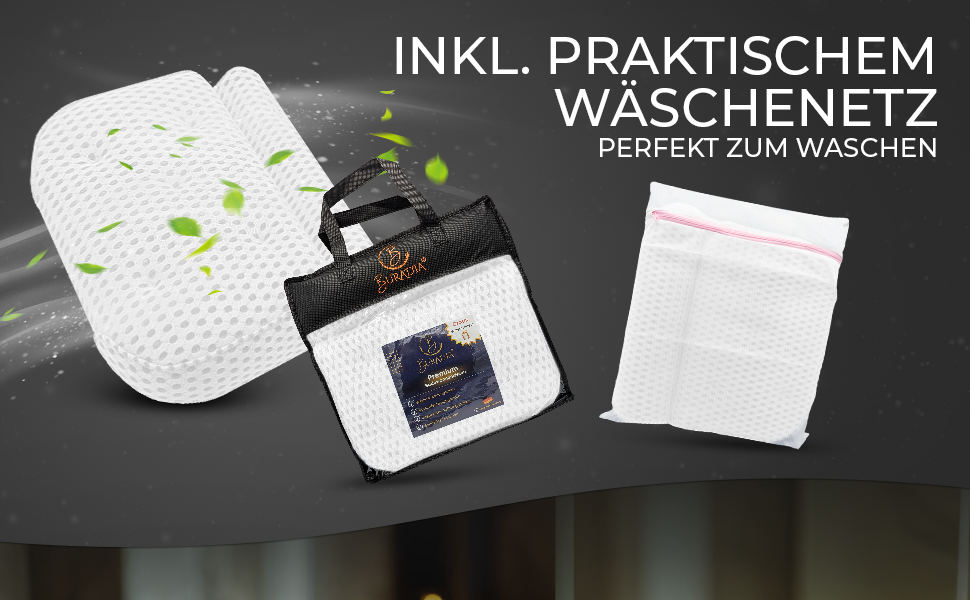 Подушка для ванни з пральним мішком, Air Mesh, 7 присосок, біла – для комфорту та релаксу