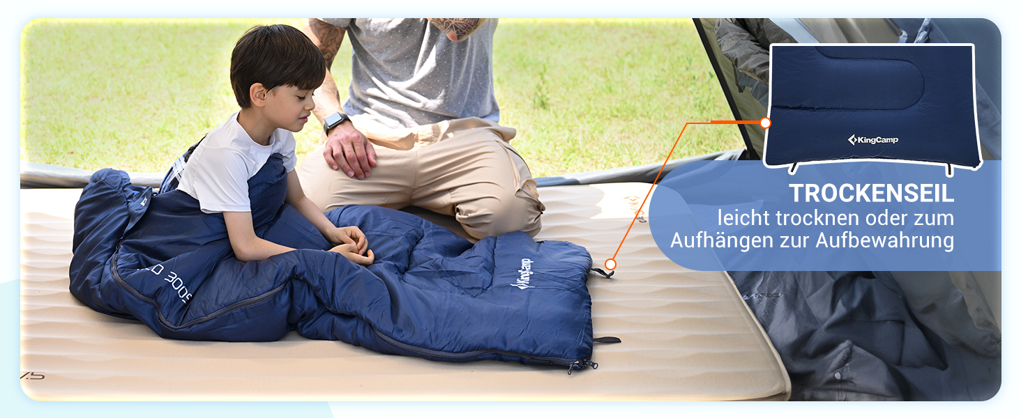 KingCamp Kids Sleeping Bag - Winter Warmth & 3-4 Season Comfort for Camping & Trekking - 170x70cm, 7°C Rating