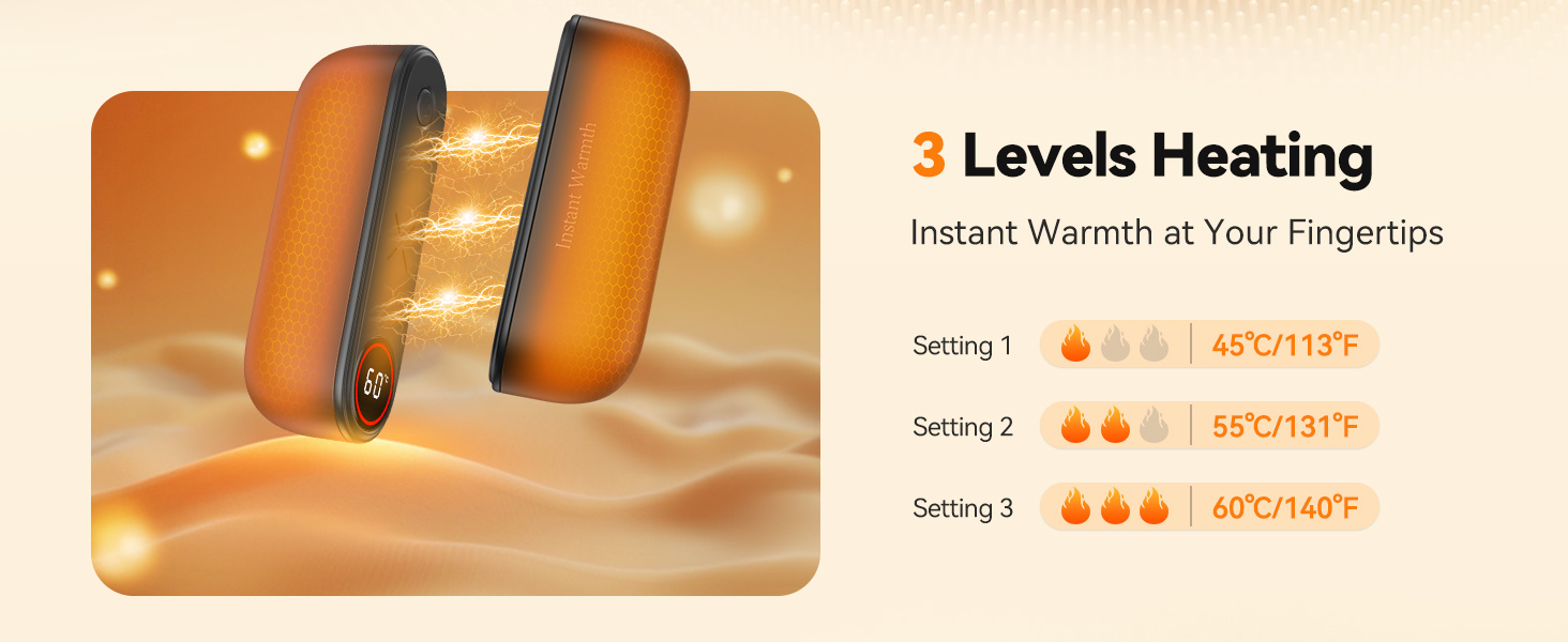 Електричний грієчка для рук 2-в-1 магнітний, 8000 mAh, 3 режими до 60°C, миттєвий нагрів, Dual USB-C, для активного відпочинку, подарунок, Raynauds, чорний