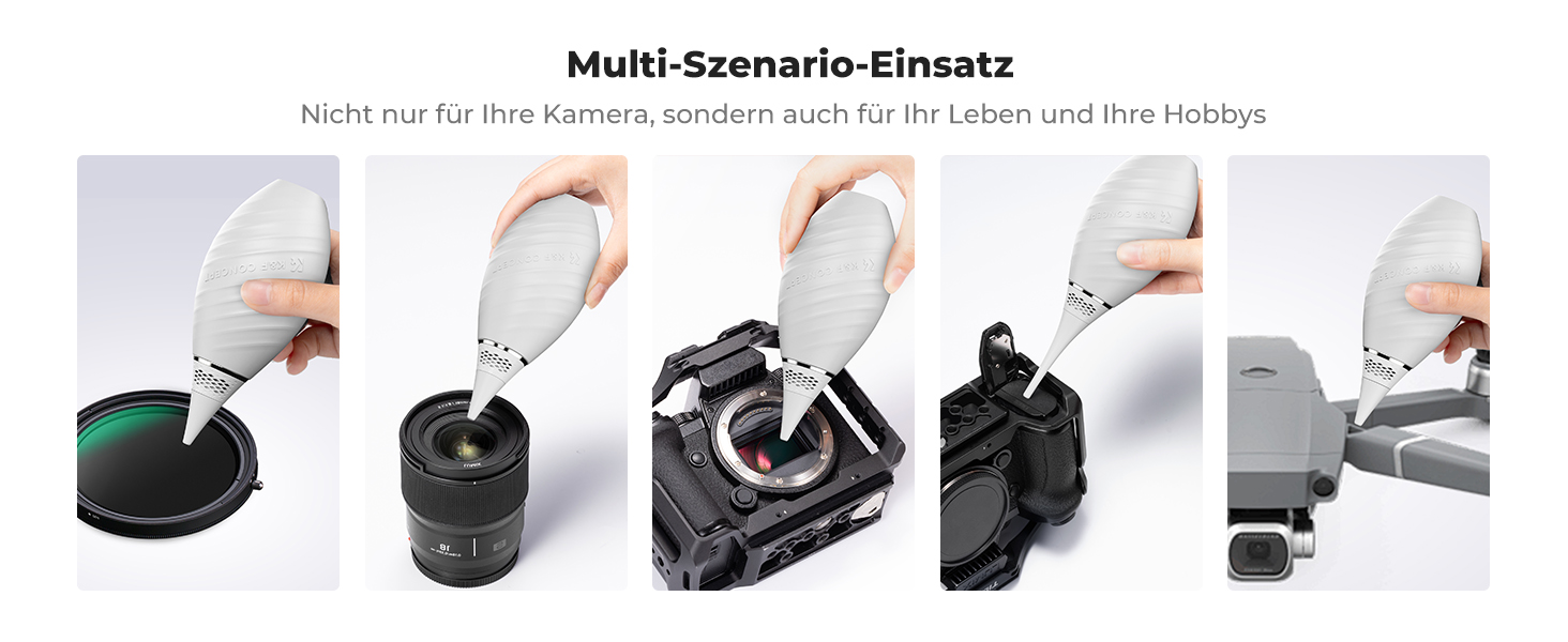 Набір для чищення фото- та відеокамер K&F Concept 10-в-1: об'єктиви, смартфони, сенсори. З мікрофіброю, продувальником та рідиною для чищення.