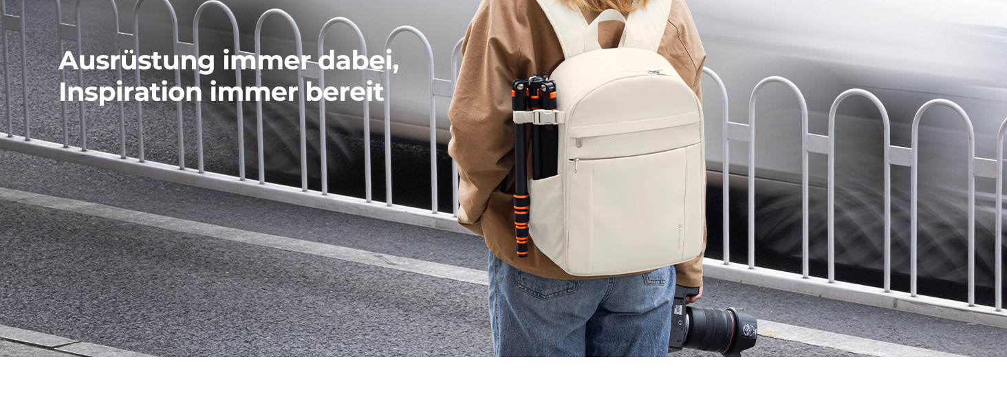 Сумка-рюкзак для фототехніки K&F Concept: компактний та легкий рюкзак для DSLR, дзеркальних камер та штатива з дощовиком, колір слонова кістка