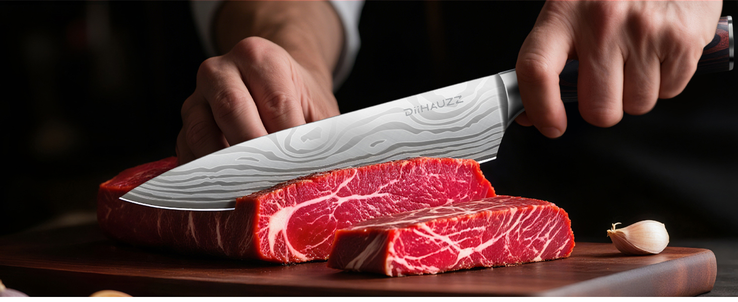 Професійний ніж для м'яса Kochmesser 20 см з нержавіючої сталі 5Cr15MoV, кухонний ніж з ергономічною ручкою, універсальний ніж для нарізки