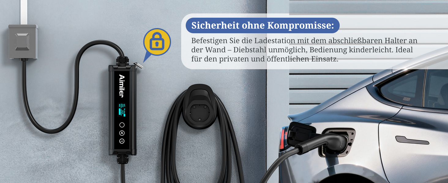Wallbox 11 кВт з додатком, 400V (8-16A) трифазний, мобільна зарядка 7M, кабель CEE Typ 2, IP66, OLED, для електромобілів Model Y/3, ID.3/4/5, MG4, Zoe та інших PHEV/EV, 22 кВт, 32A, CE&TÜV