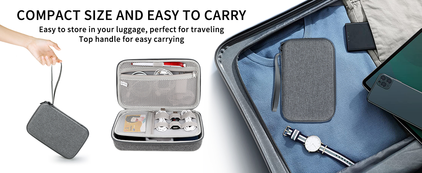 Органайзер для кабелів Teskyer, чорний, жорсткий кейс, водонепроникний, 14 x 22 x 6,5 см