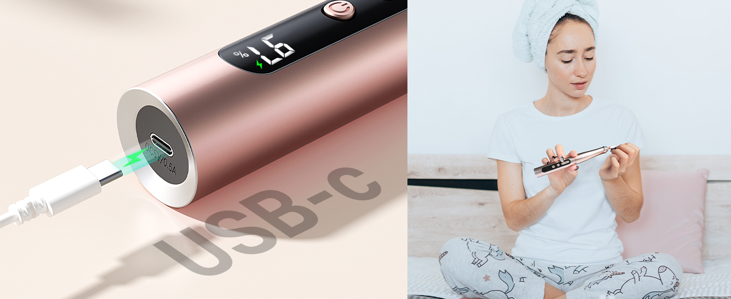 TOUCHBeauty Електрична пилка для нігтів: набір бездротовий, фрезер для манікюру та педикюру з LCD-дисплеєм, 5 швидкостей, тихий, пилозахисний, USB-зарядка (гель, акрил)