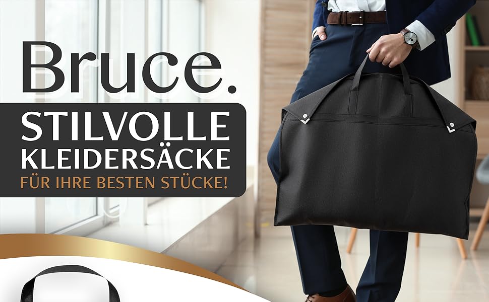 Чохли для одягу Bruce.® 2 шт. 120x60 см з мішком для взуття – високоякісні чохли для костюмів, піджаків, суконь та костюмів – щільність матеріалу 120GSM – 2 шт.