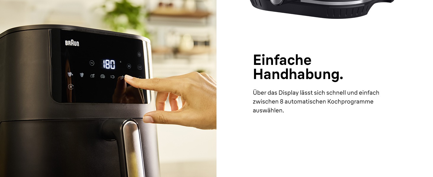 Фритюрниця електрична Braun MultiFry 5 HF5030 6л з технологією RealAir, чорна. Без PFAS, 8 програм, сенсорне керування, кошик для посудомийки