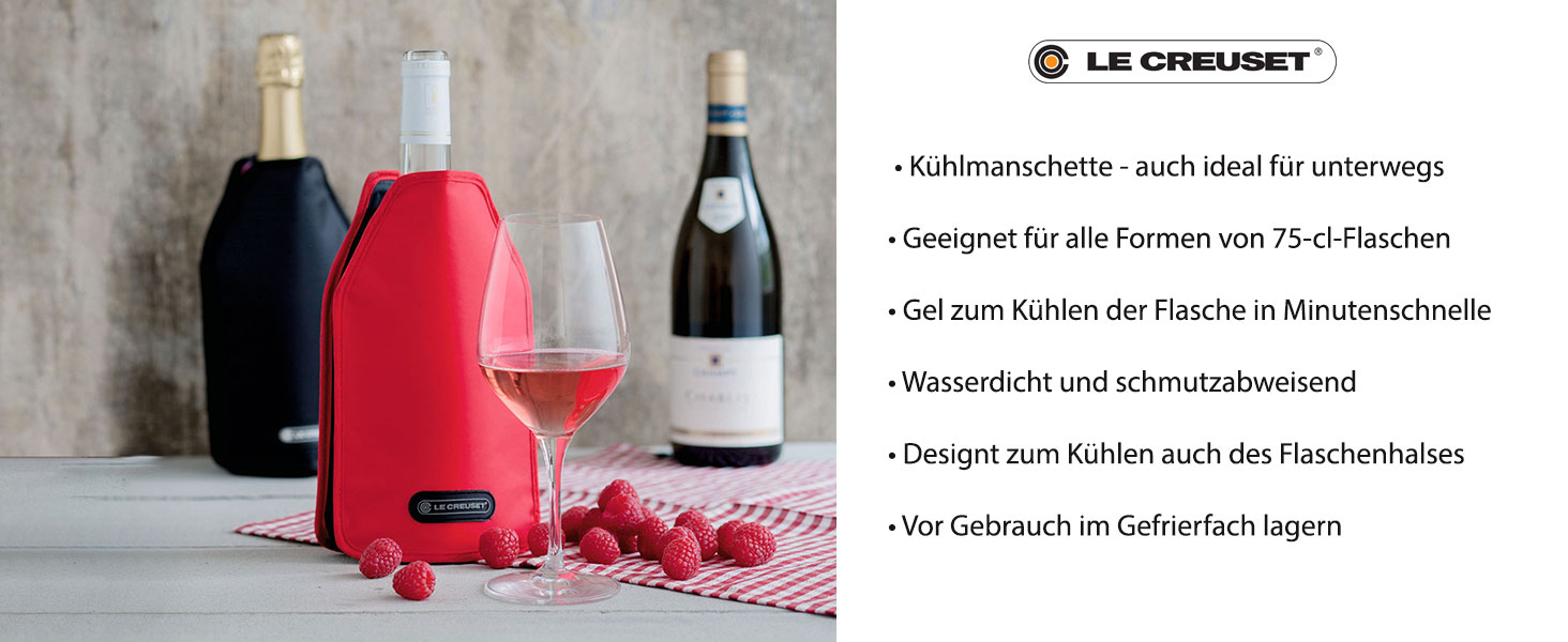 Le Creuset Охолоджувач для вина та шампанського, чорний, водовідштовхуючий, 22 x 15.5 x 2.1 см, WA-126