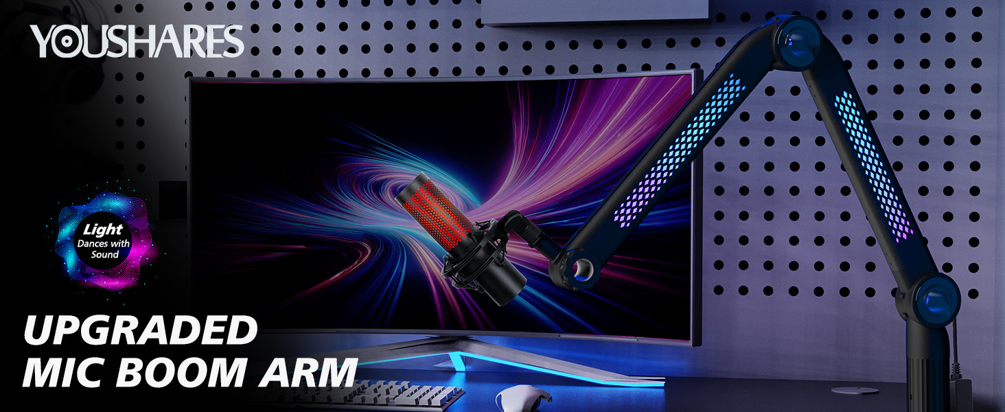 Кріплення для мікрофону HyperX QuadCast та інші - універсальний штатив YOUSHARES (RGB, 3/8', 5/8')