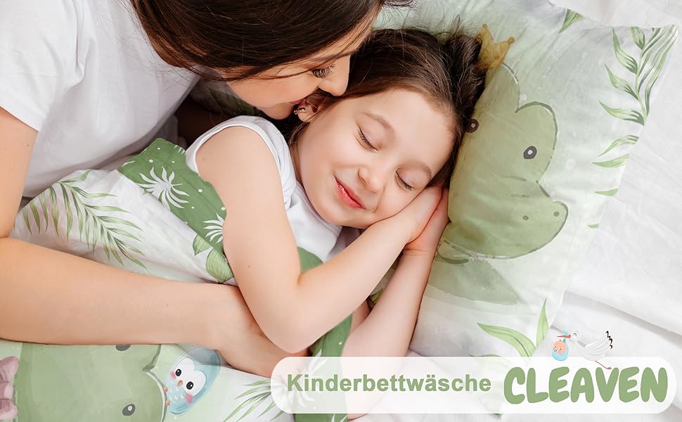 Дитяча постільна білизна CLEAVEN для ліжечка | 100% бавовна, м'яка та дихаюча | Постільна білизна для дітей, для спокійного сну | Двостороння постільна білизна для немовлят (Крокдил 016, 100x135 см)