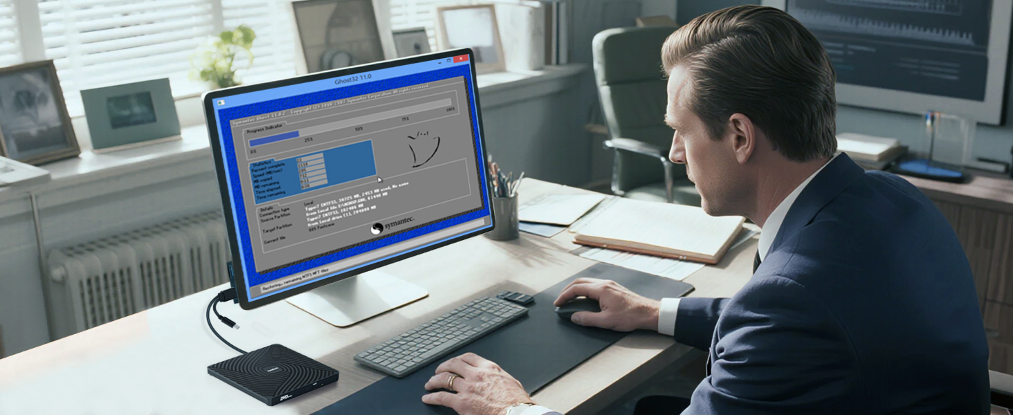 Зовнішній DVD-накопичувач PeroBuno USB 3.0 Type-C, CD ROM +/-RW оптичний привід, ультратонкий DVD-записувач та плеєр для ноутбука, PC, MacBook (Windows, Linux, macOS)