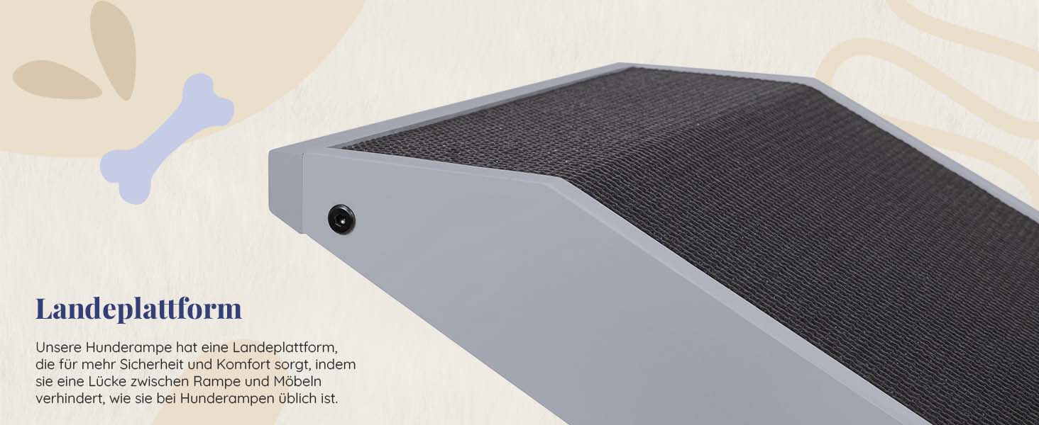 Рампа для собак Hunderampe - регульована, 18-53 см, для ліжка/софи, з берези, антиковзка, чорна/сіра