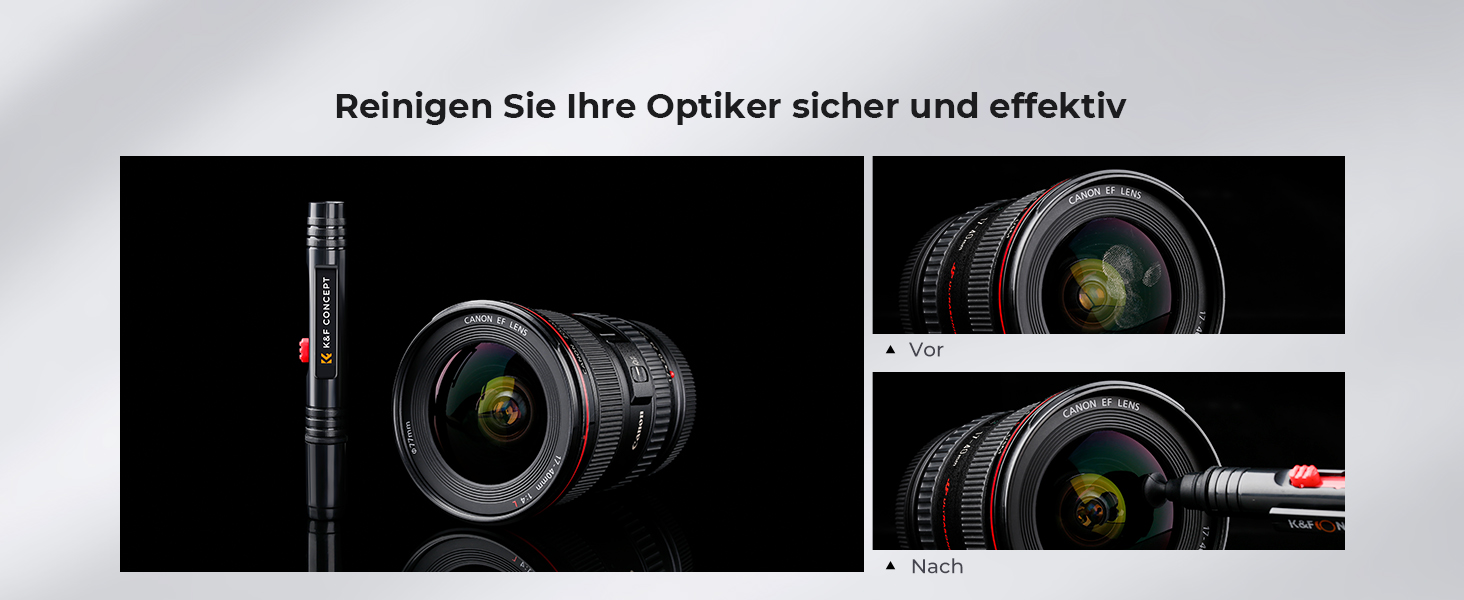 Набір для чищення об'єктивів K&F Concept: м'який пензлик для камер, лінз, фільтрів, DSLR