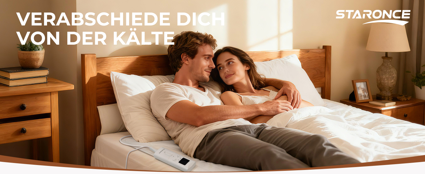 Електрична ковдра StarOnce 160x140 см для двоспального ліжка - тепла ковдра з 10 рівнями нагріву, автовимкненням, 2 пультами дистанційного керування та захистом від перегріву - біла, можна прати в пральній машині