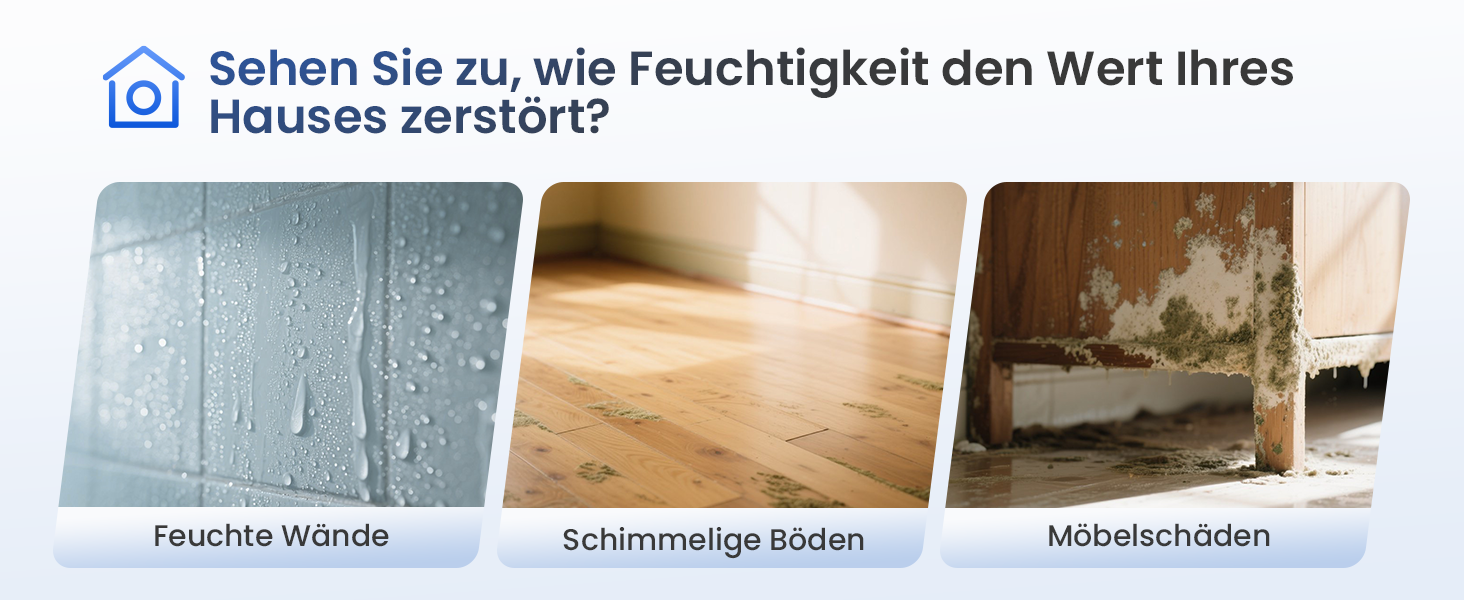 Електричний осушувач повітря з 2L резервуаром для води, автоматичне вимкнення та регулювання вологості, для ванної кімнати, спальні, шафи (білий)