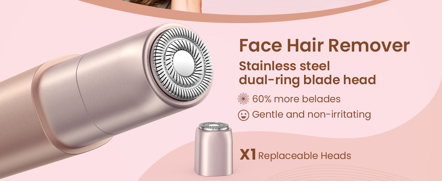 Електричний жіночий тример для обличчя iFanzeTech: для швидкої та ніжної стрижки верхньої губи, підборіддя та щік. Змінна головка в комплекті.
