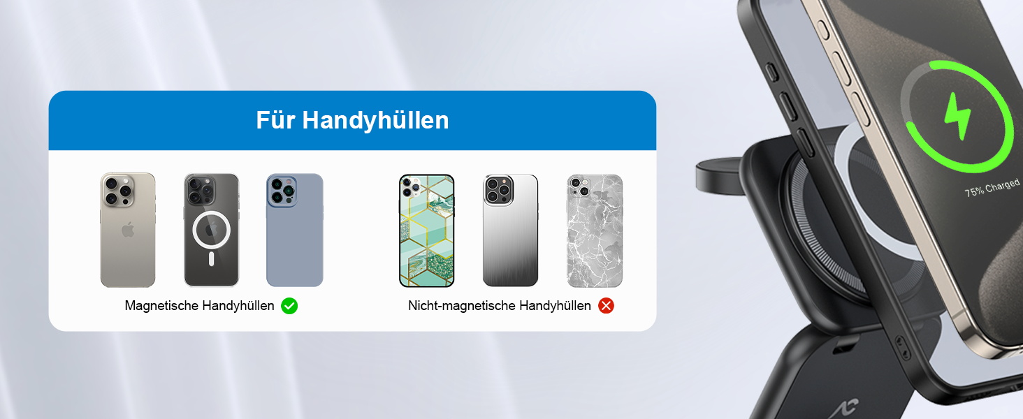 Зарядна станція 5 в 1 для iPhone з підтримкою магнітного зарядного пристрою, складана, для подорожей, бездротовий зарядний пристрій для iPhone 17/16/15/14/13/12, AirPods Pro 3, Apple Watch S11/Ultra (Titan Wüstensand) 2026-Titan Wüstensand (2026-Schwarz)