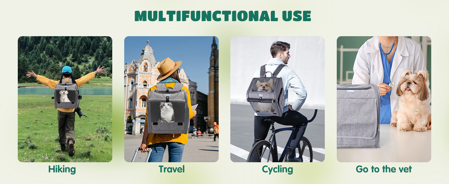 Розширюваний рюкзак для собак та котів Nobleza з сіткою, зручний та складаний, з внутрішньою безпечною лінійкою та килимком, сірий