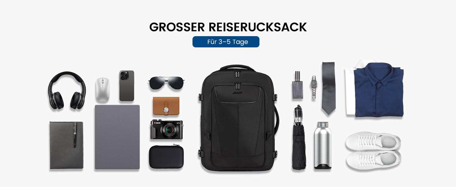 LOVEVOOK Рюкзак для ручної поклажі, 40L, для ноутбука 17.3