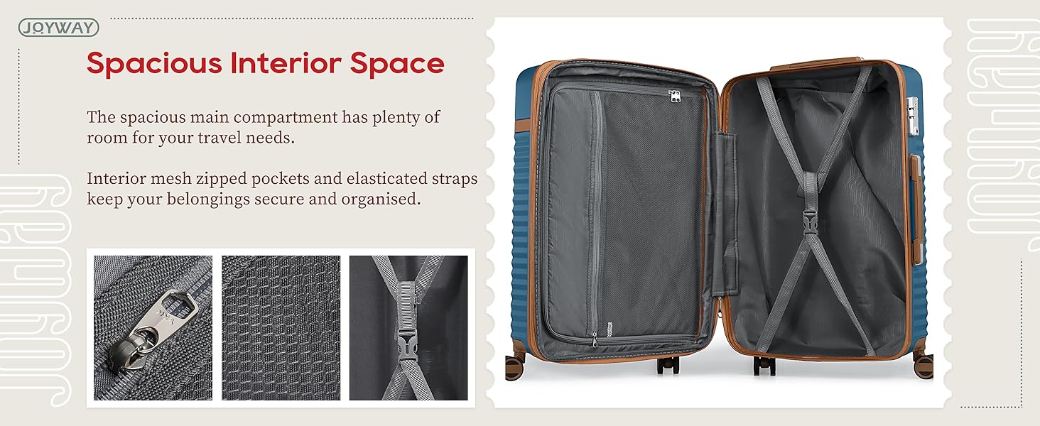 Чемодан Joyway ABS з розширенням, набір 4-х коліс та TSA-замком. В комплекті: сумка та косметичка (Блакитний, M)