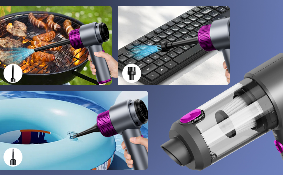 Ручний бездротовий пилосос QQLIKE з акумулятором 15000Pa, HEPA-фільтр, для авто, кухні, видалення шерсті тварин, фіолетовий