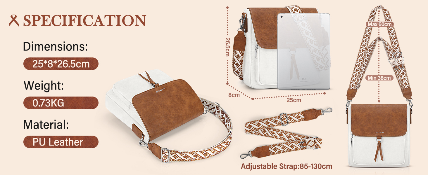 Сумка жіноча RAINSMORE середнього розміру через плече, шкірзам PU, чорно-коричнева