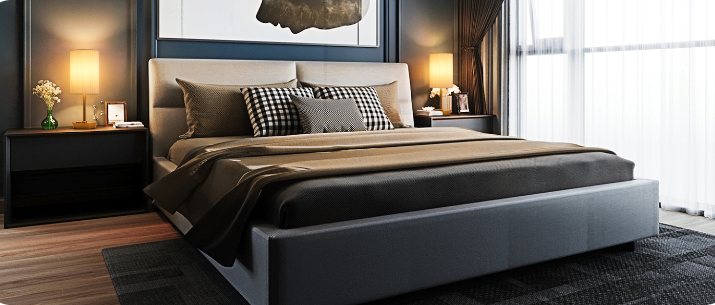 LED-лампа на тумбочку EDISHINE, 2 шт. в наборі, торшери з USB, диммування, сірий абажур, для спальні, вітальні, подарунок