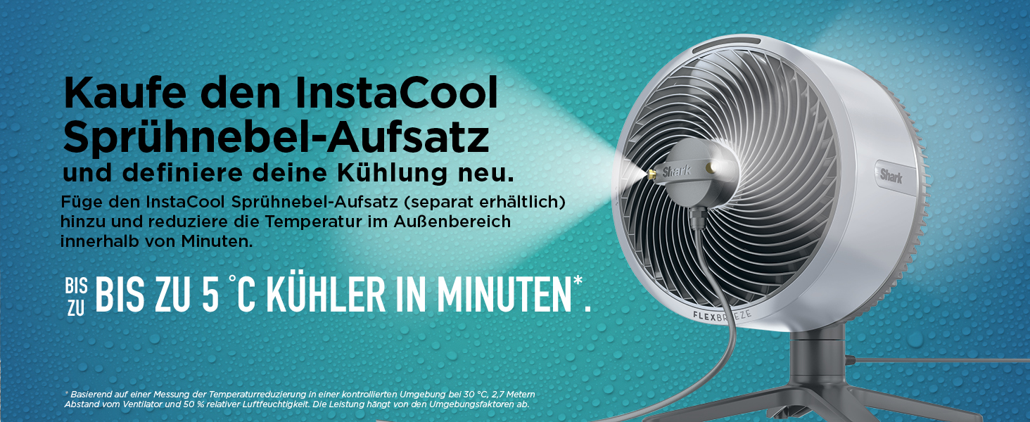 Вентилятор Shark FlexBreeze TableMate FA150EU: акумуляторний, для дому та вулиці, до 24 годин роботи, швидке охолодження, радіус дії 20 м, тихий, 5 швидкостей, осциляція, з пультом керування