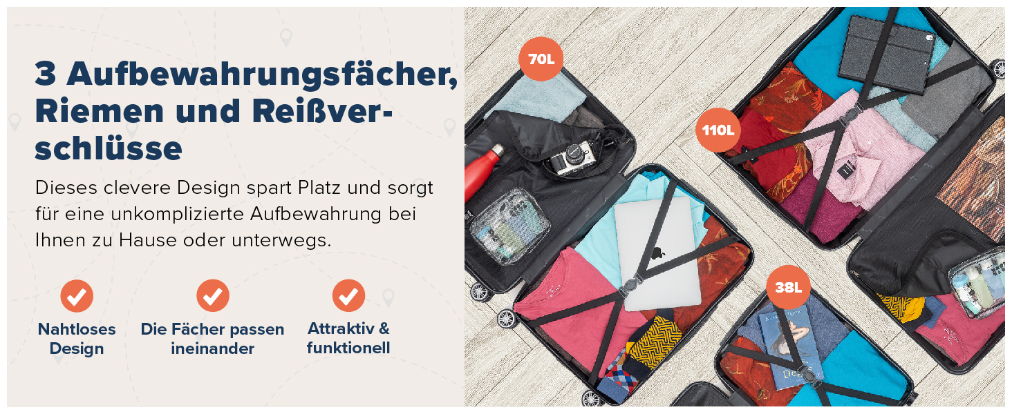 Набір валіз TRVLMORE 3 в 1: велика, середня, маленька, чорний колір. Валізи з жорстким корпусом, для подорожей, ручна поклажа 54x36x20 см.