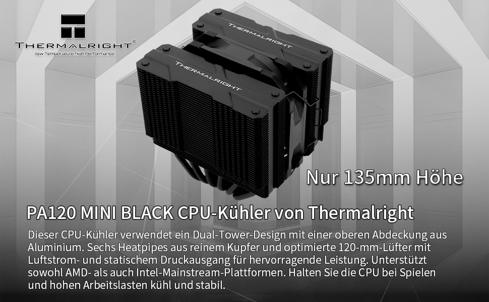 Thermalright Peerless Assassin 120 MINI White – кулер для CPU з 6 heatpipes, 120mm вентилятор, підтримка AM4/AM5/Intel LGA 1851/1700/1150/1151/1200/2011