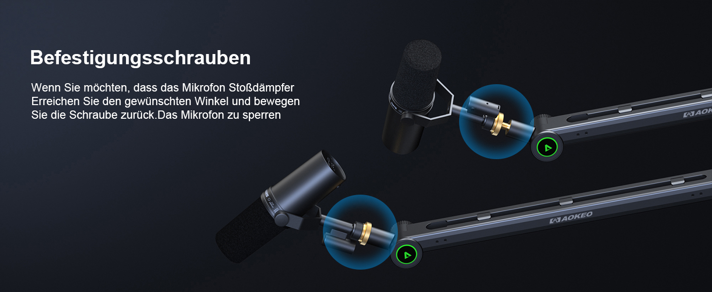 Кріплення для мікрофона Aokeo AK-58i – низькопрофільний тримач для HyperX QuadCast, Elgato Wave, Shure SM7B, Blue Yeti, Blue Snowball