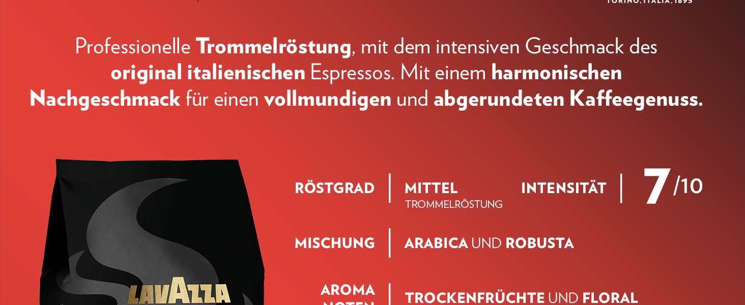 Кава в зернах Lavazza Espresso Barista, суміш Арабіки та Робусти, інтенсивність 9/10, середній обсмал, 1 кг