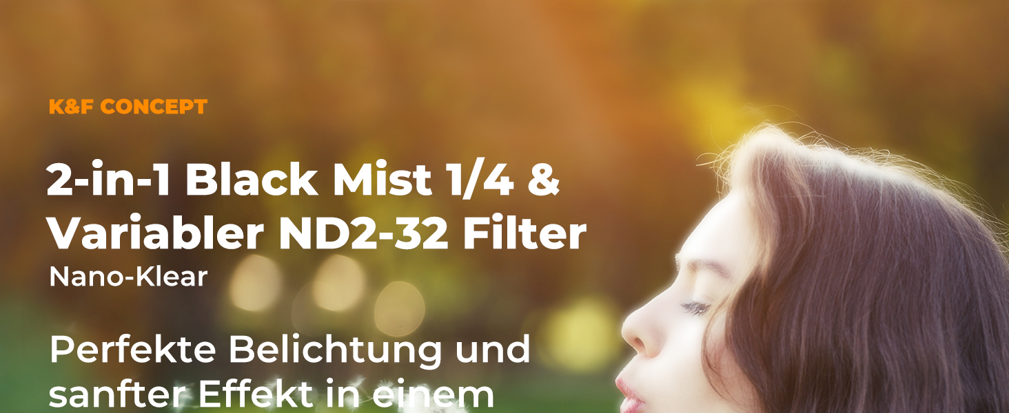 Фільтр K&F Concept 2-в-1 Black Mist 1/4 + ND2-ND32 49мм з нанопокриттям