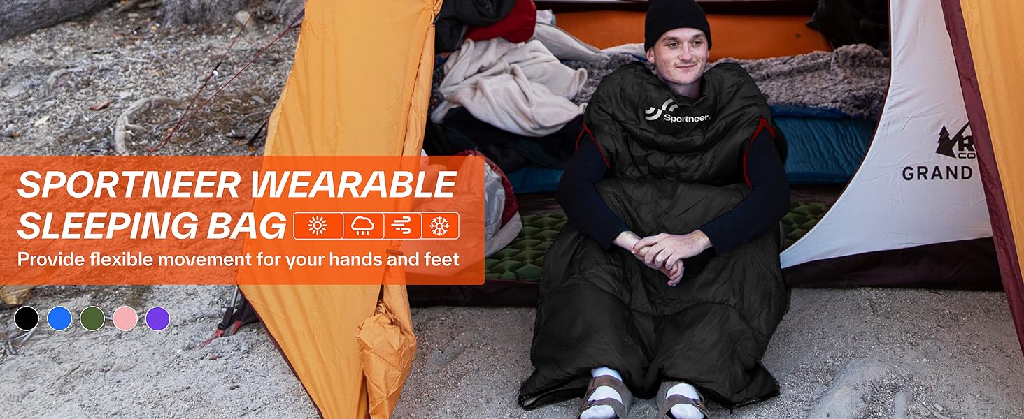 3-4 Season Sleeping Bag - Waterproof & Lightweight Sleeping Bag for Camping, Travel & Outdoor Activities - Ideal for Adults - 220 x 84 cm - 1.9KG - Black