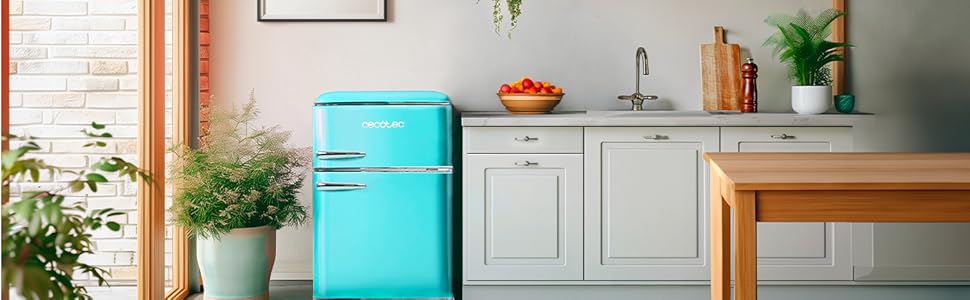 Холодильник Cecotec Bolero CoolMarket 2D Origin 86 Blue 86л, ретро, клас E, синій