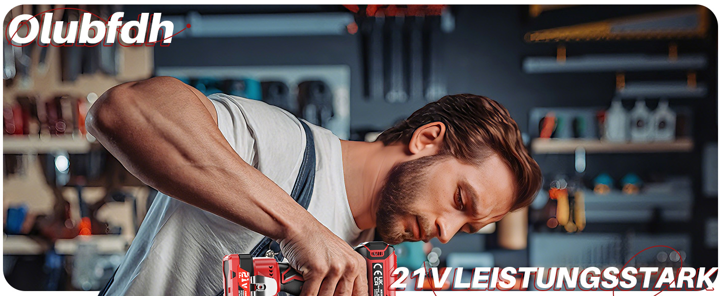 Акумуляторний шуруповерт 21V з двома акумуляторами 2000mAh, 45Nm, 25+3 ступені крутного моменту, LED, для дому та саду, DIY проєкти