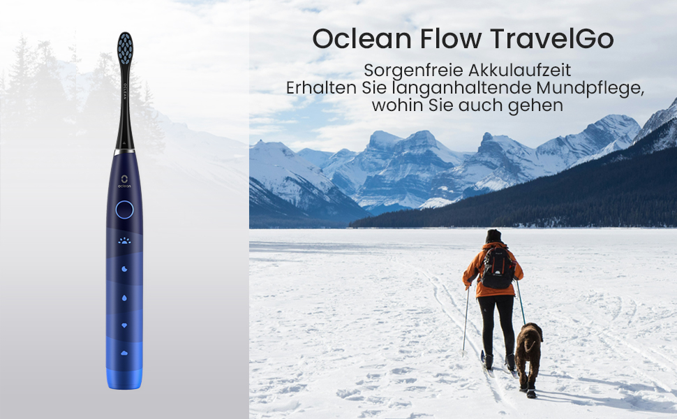 Oclean Flow - електрична звукова зубна щітка, 180 днів роботи від акумулятора, 5 режимів, IPX7, таймер 2 хв, зелений/блакитний