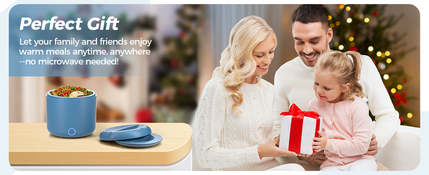 Електрична ланчбокс 80W для дорослих з термоізоляцією, нержавіюча сталь, набір виделки та ложки, 2 контейнери по 1.5л, 3-в-1, 12/24/110~230V, витокозахисний, для авто, вантажівки, офісу (блакитний 1.2л, євро-штекер)