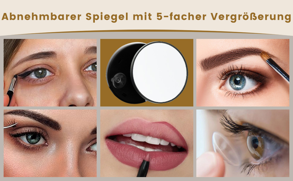 Дзеркало для макіяжу COSTWAY з підсвіткою, 3 режими світла, 5X збільшення, сенсорне керування, поворотне на 360°, 56x48 см